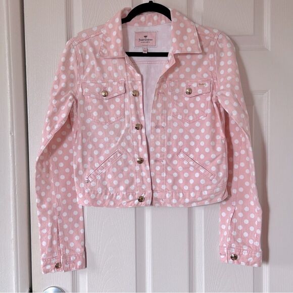 Juicy Couture Pink Polka Dot Denim Jacket - Picture 1 of 5